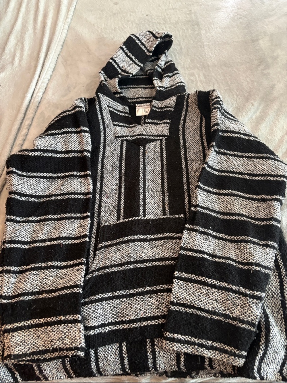 Amazon Black and White Striped Baja Hoodie Sweater